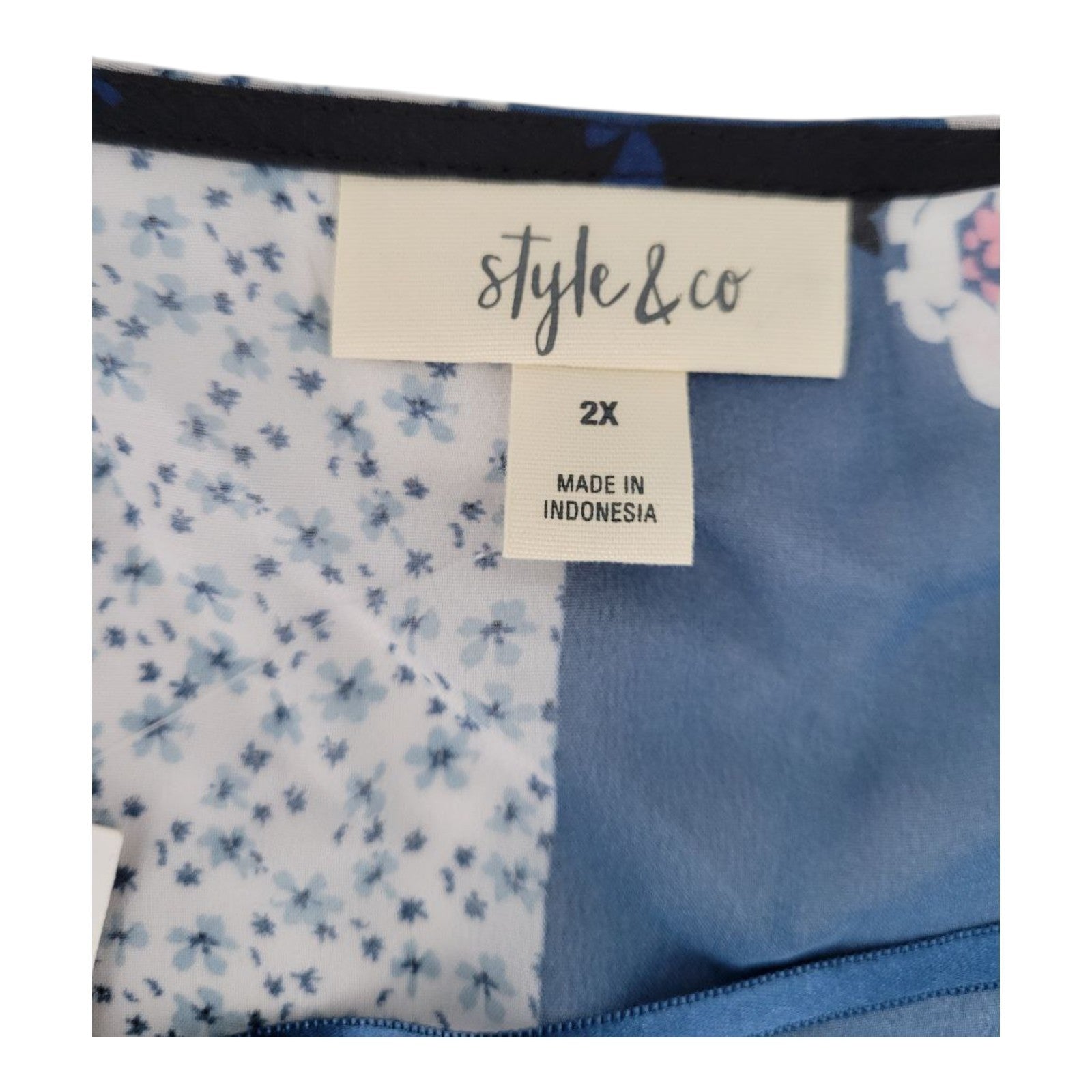 Style & Co Women's Kimono Cardigan Blue Floral Chiffon Open Front 2X