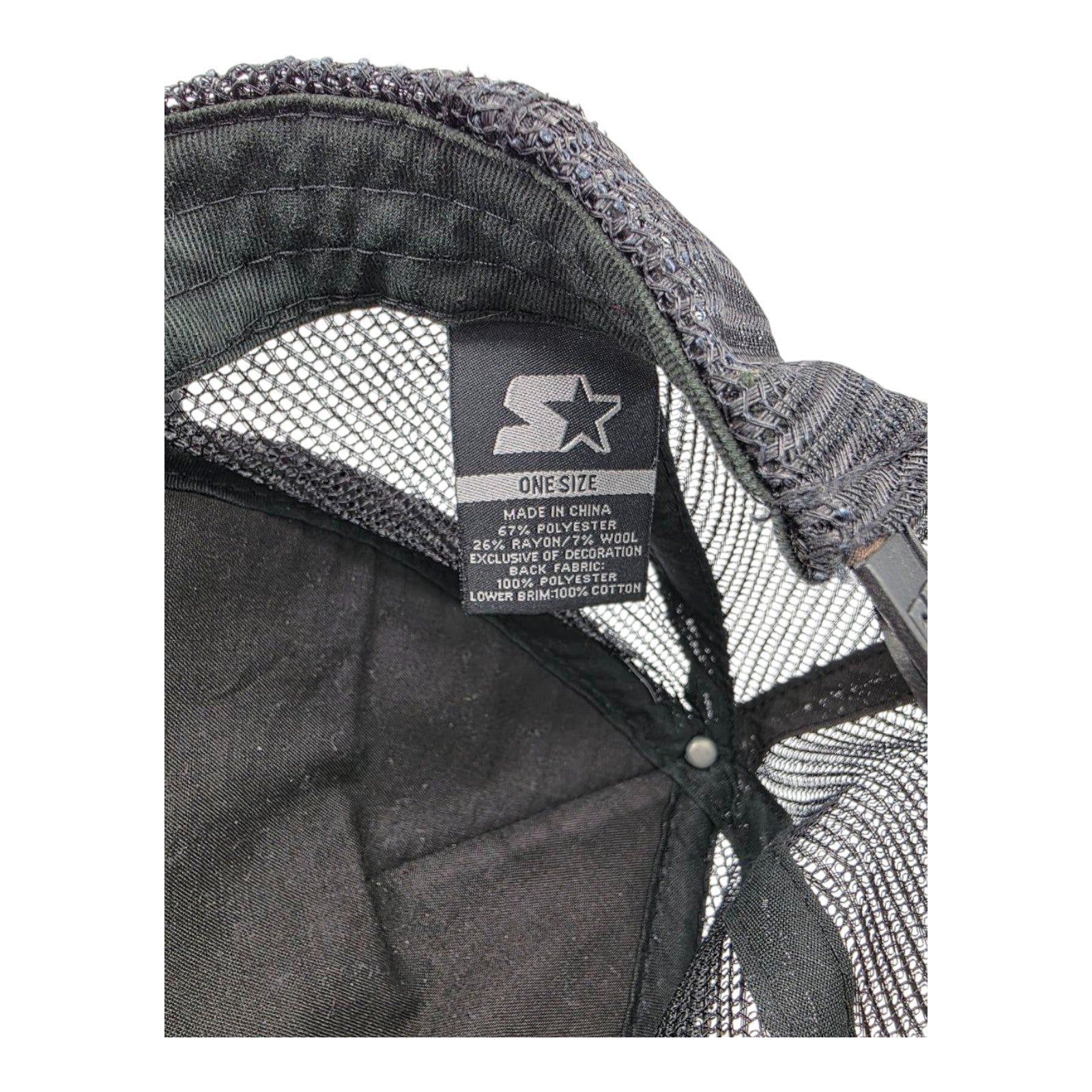 Vintage Starter Snapback Cap Mesh Hat Gray Black Logo One Size