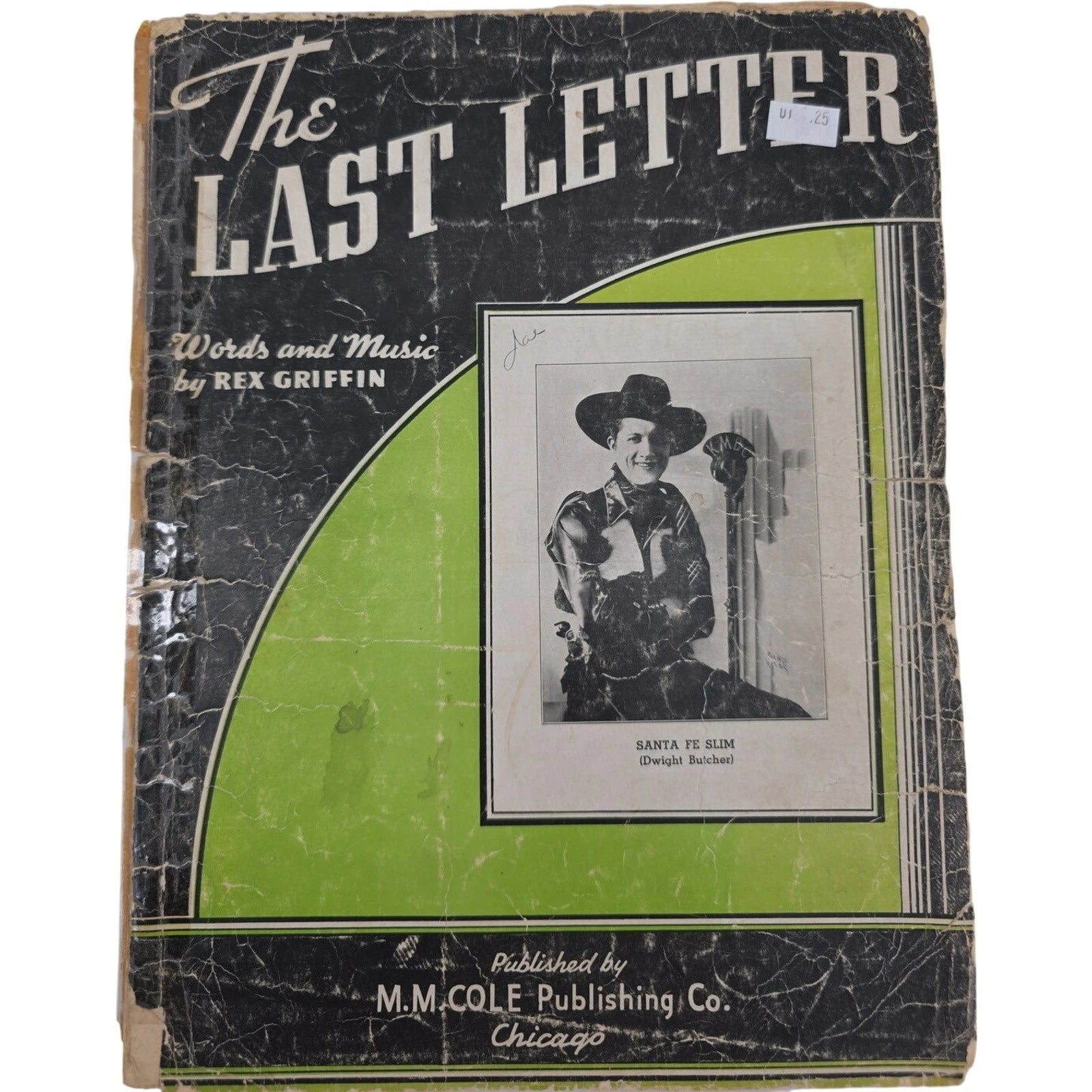 Vintage 1939 Sheet Music The Last Letter by Rex Griffin