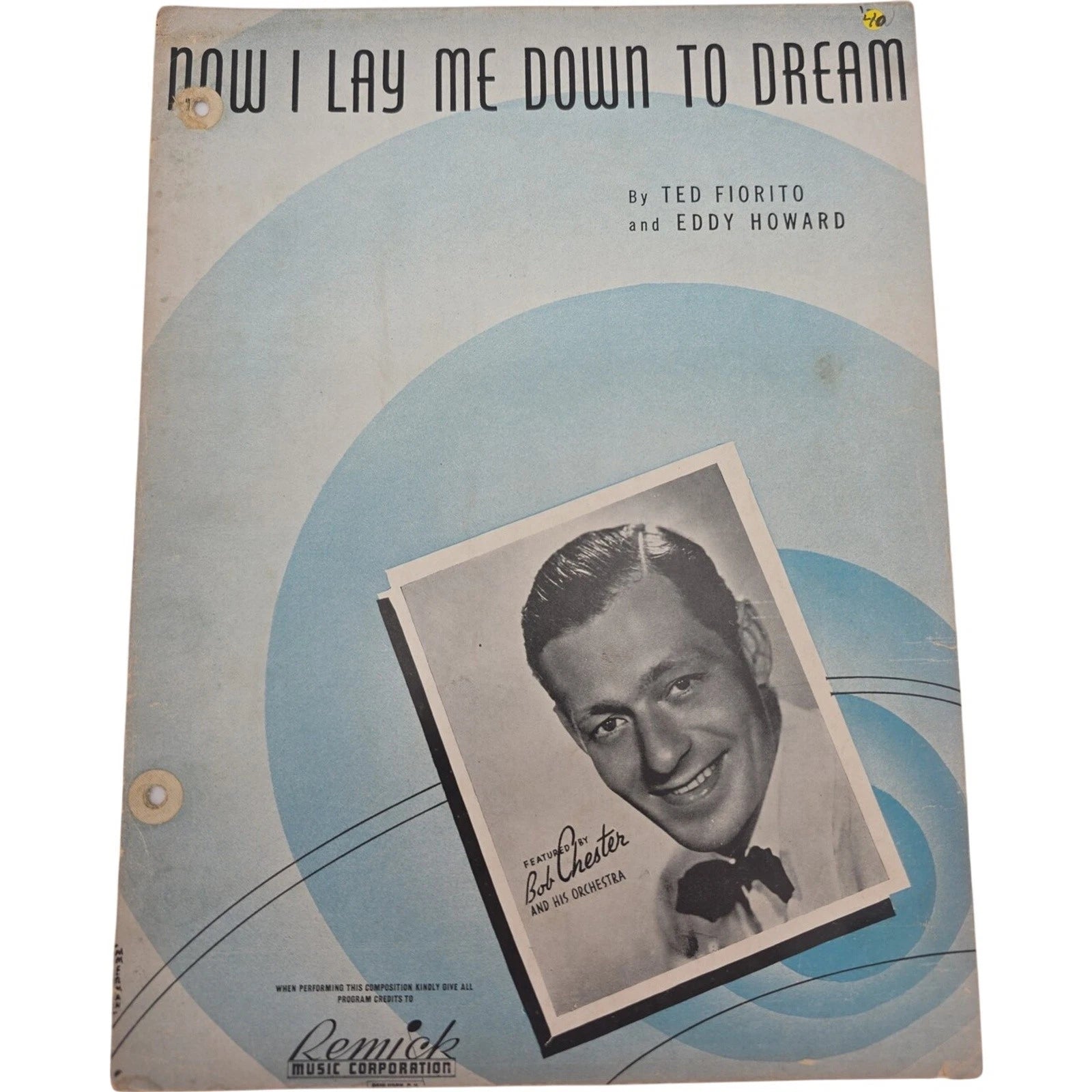 Now I Lay Me Down to Dream Sheet Music 1940 Ted Fiorito Eddy Howard Remick Music