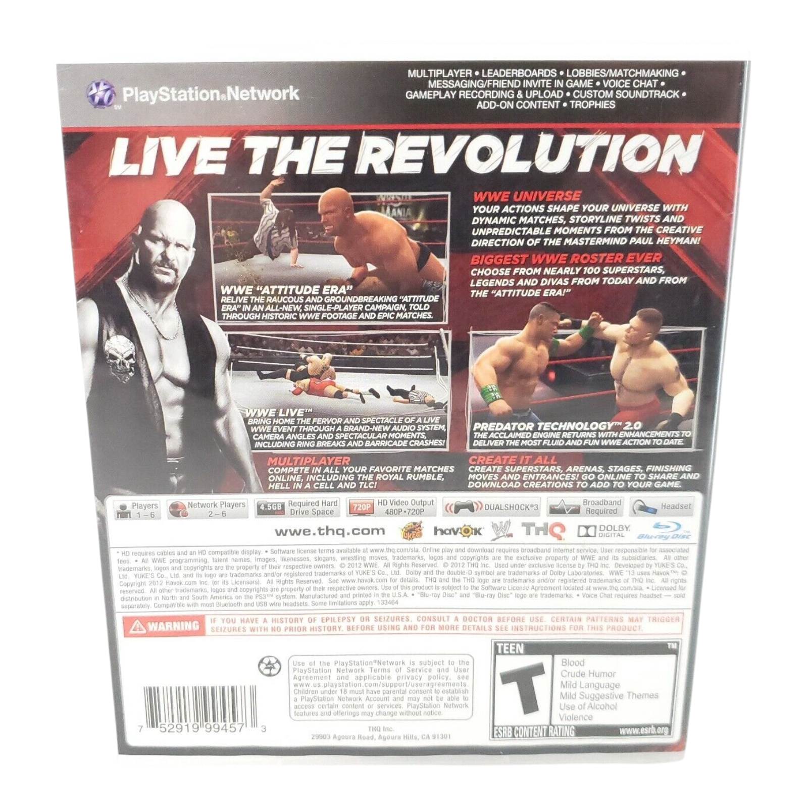 WWE 13 Sony PlayStation 3 PS3 Game 2012 with Manual