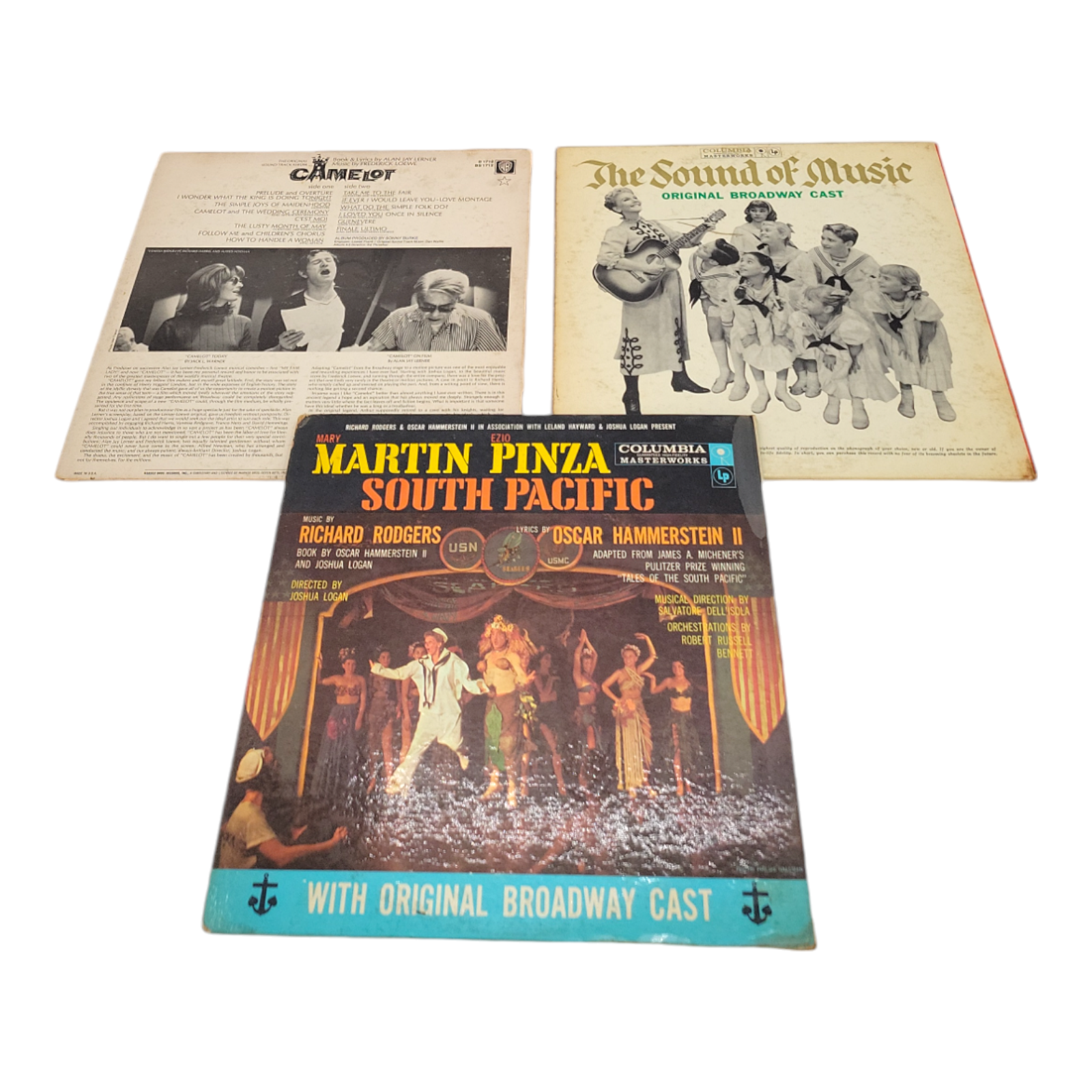 Vintage Show Tunes Camelot Sound of Music South Pacific Vinyl LP 3 Record Bundle