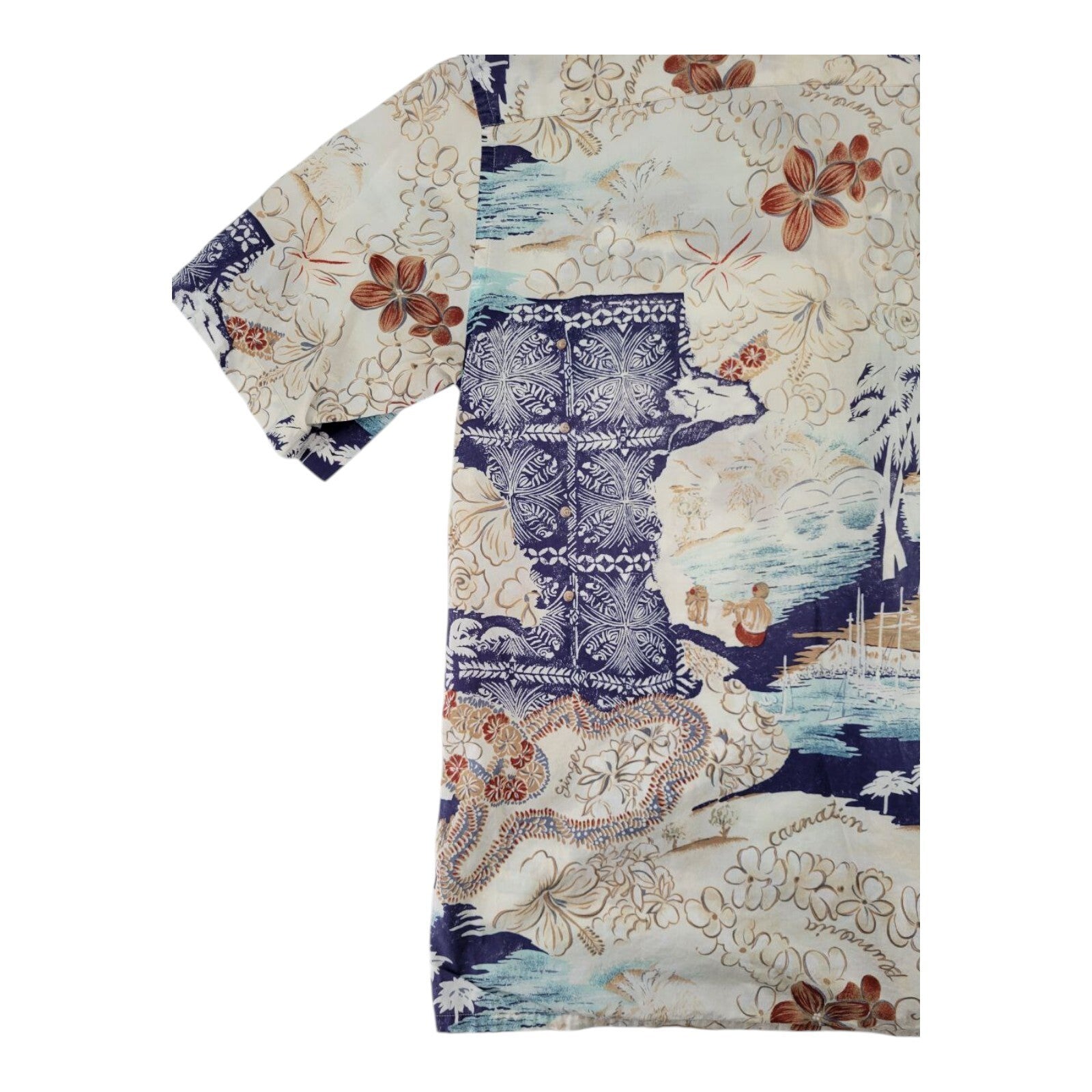 Vintage Burma Bibas Hawaiian All Over Print Button Down Shirt Mens L