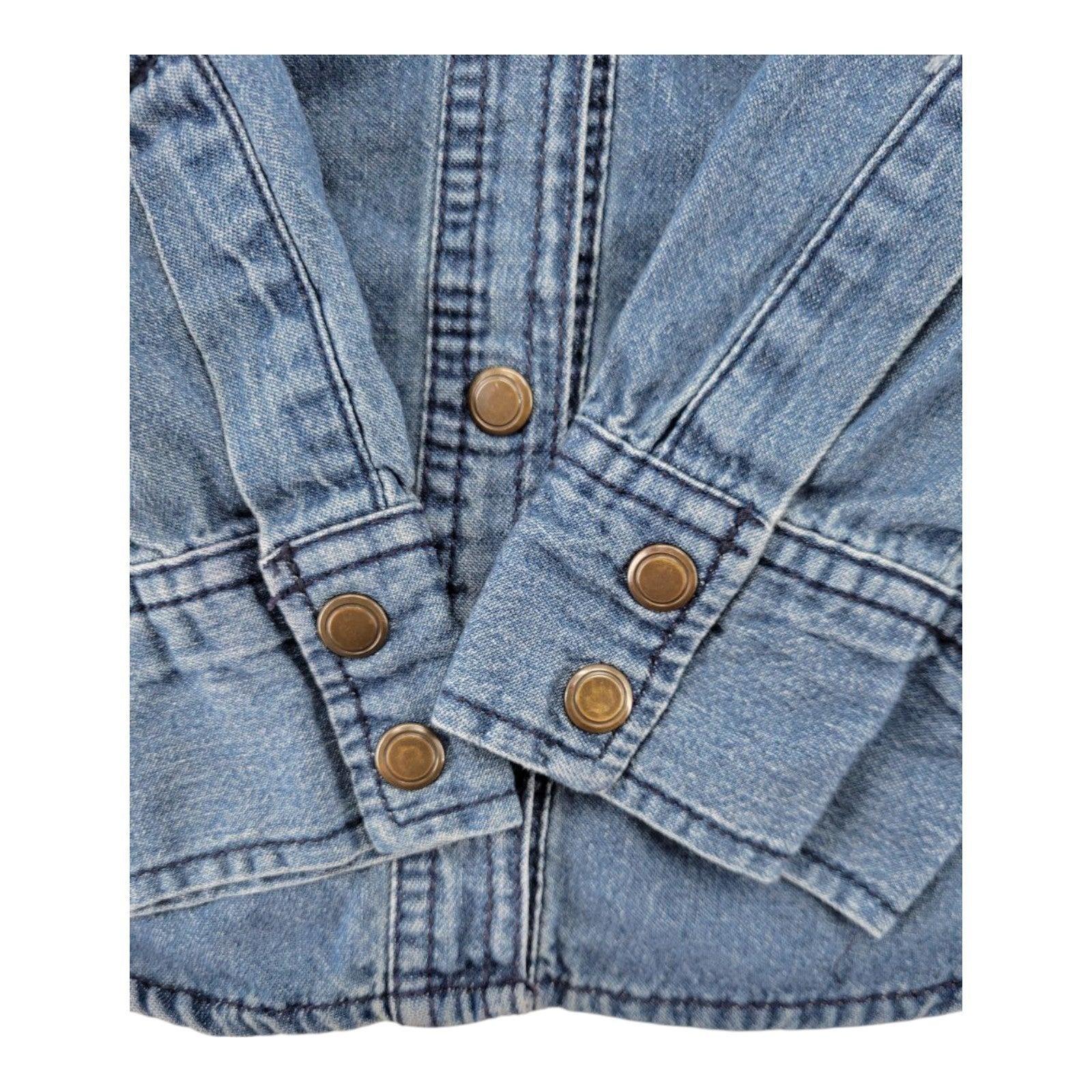 Miley Cyrus Max Azria Western Denim Shirt Snap Button Long Sleeve Distressed L
