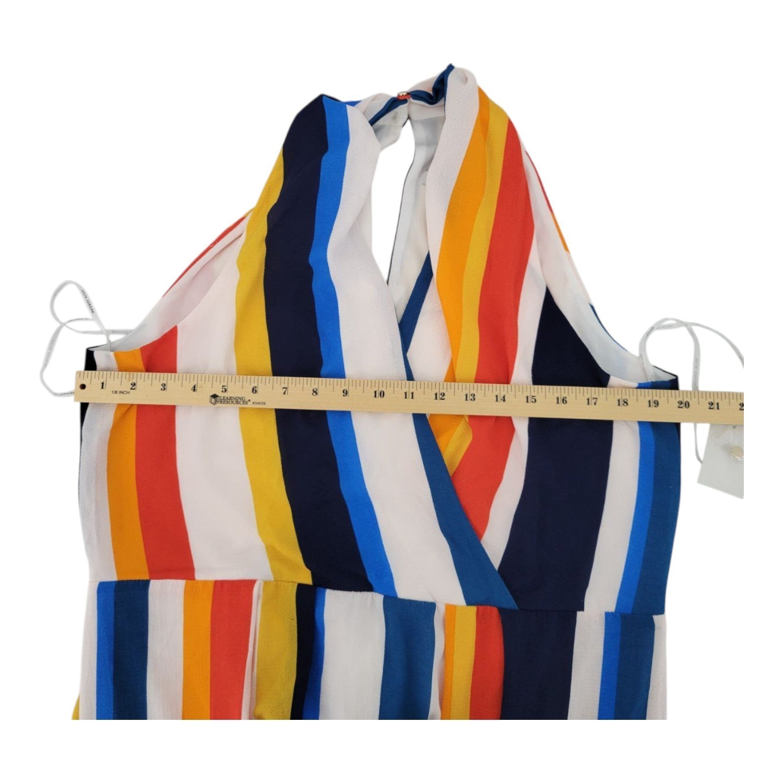 Julia Jordan Women's Multicolor Striped V-Neck Dress Ruffle Hem Sleeveless 16