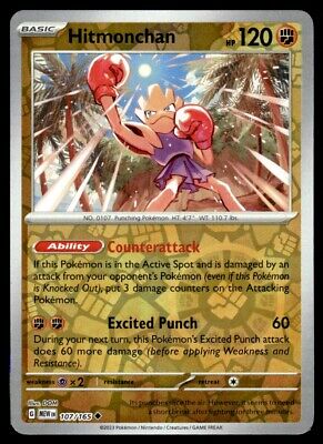 Pokemon 2023 Scarlet & Violet 151 Hitmonchan Reverse Holo #107 Near Mint Card