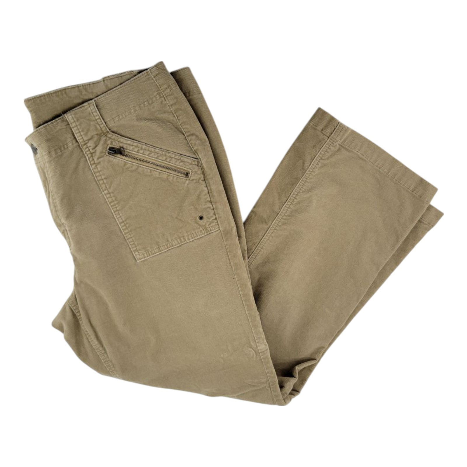 Venezia Womens Beige Corduroy Pants Zip Pocket Cotton Spandex Blend Size 20
