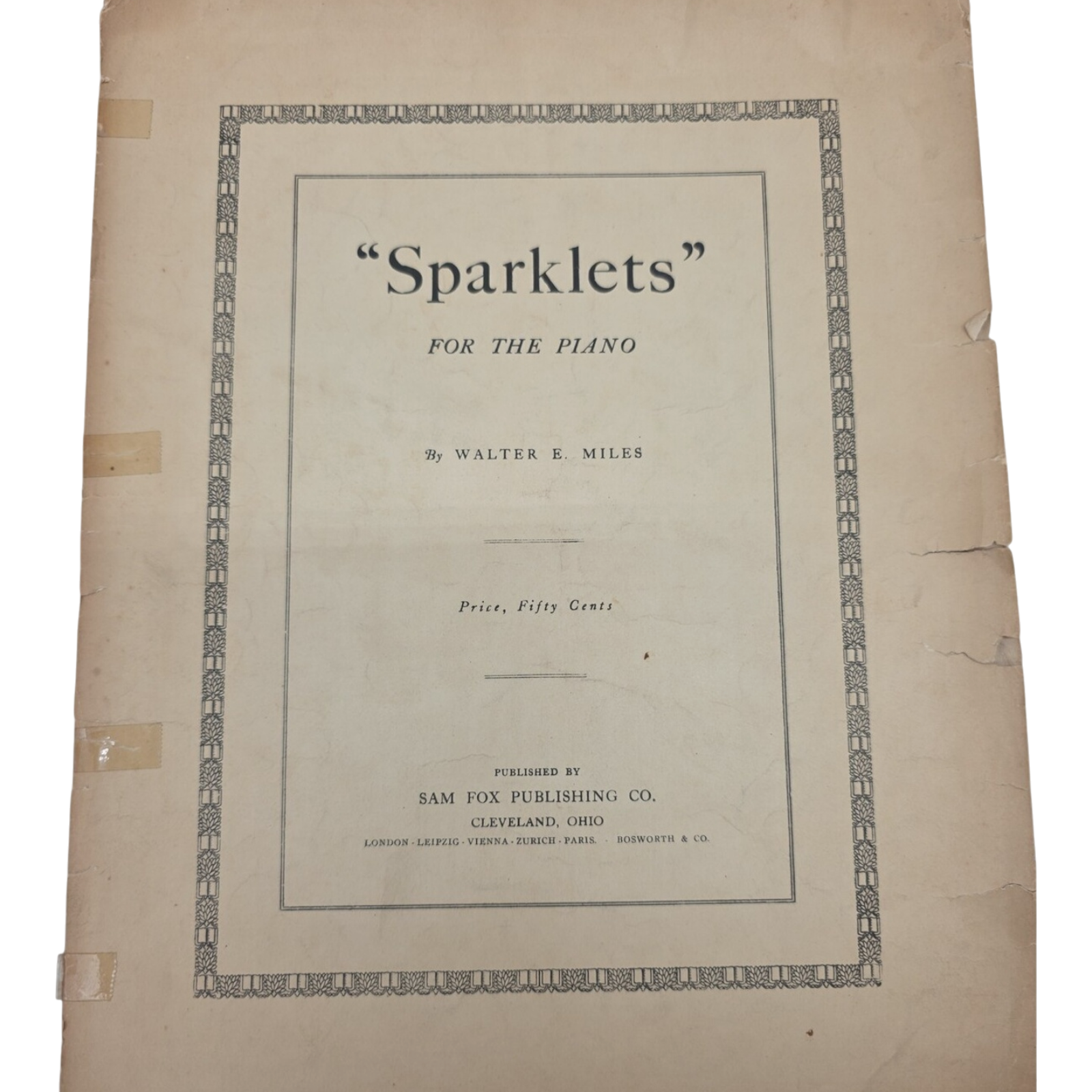 1911 Sparklets For the Piano Vintage Sheet Music Composer Walter E. Miles