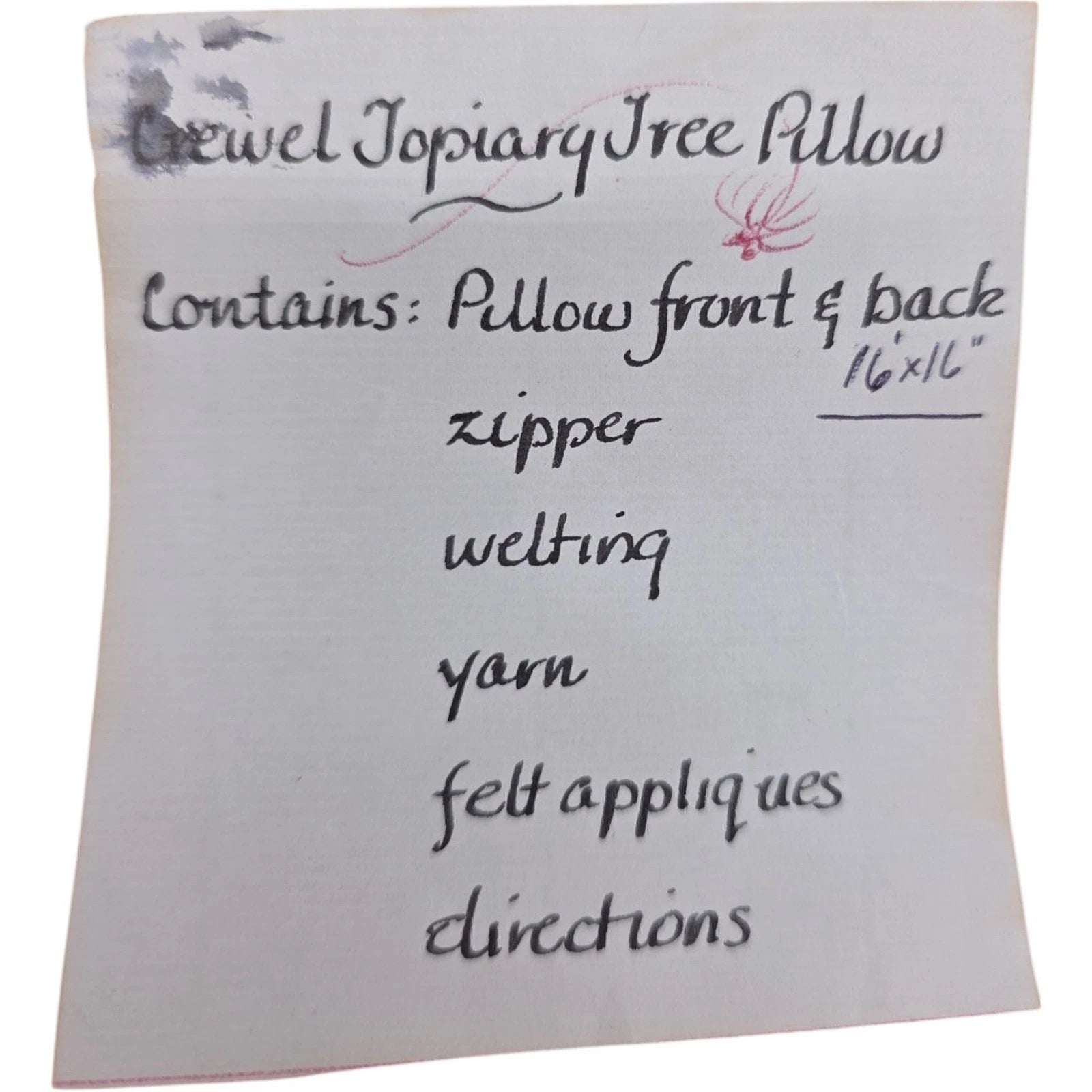 Paragon Needlecraft Plum Tree Pillow Embroidery Kit No. 0111IX 16x16 USA VTG