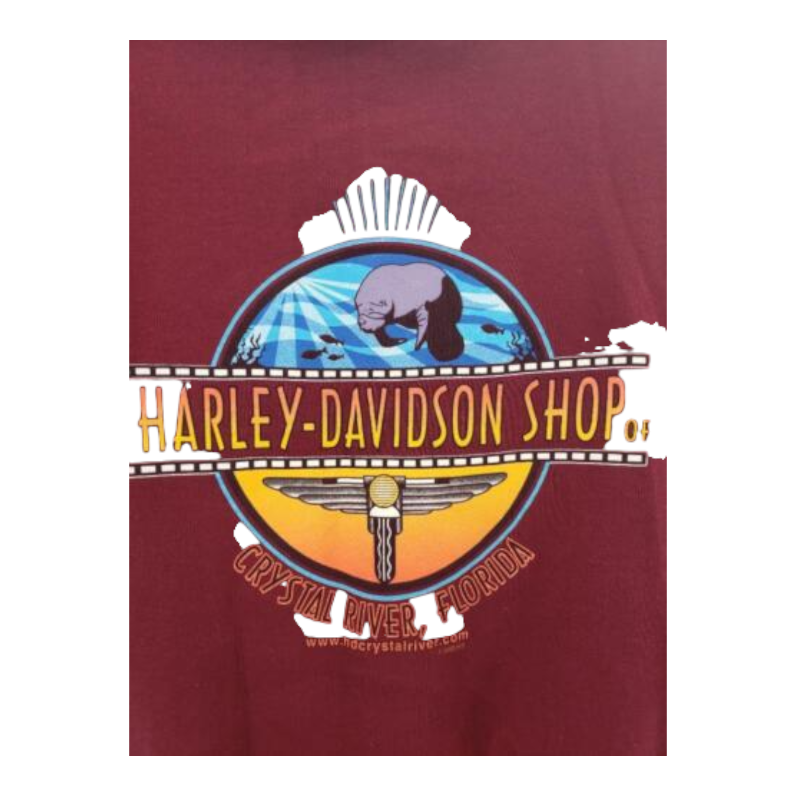 Vtg Harley Davidson Crystal River FL Mens Maroon 1/4 Zip Sweatshirt Size L