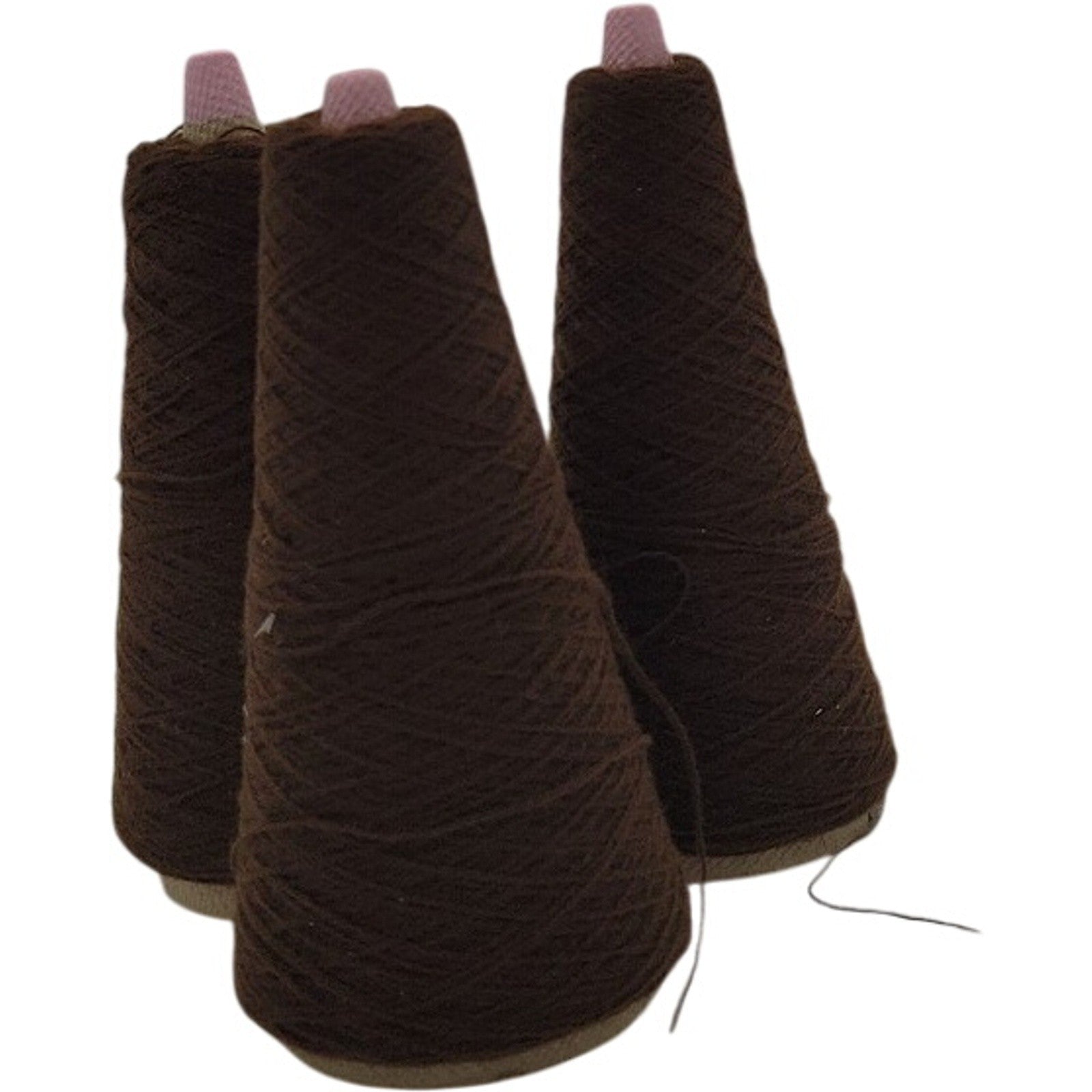 Vintage Templon Rich Brown Acrylic 2/24 Weaving Knitting Cone Yarn Lot of 3