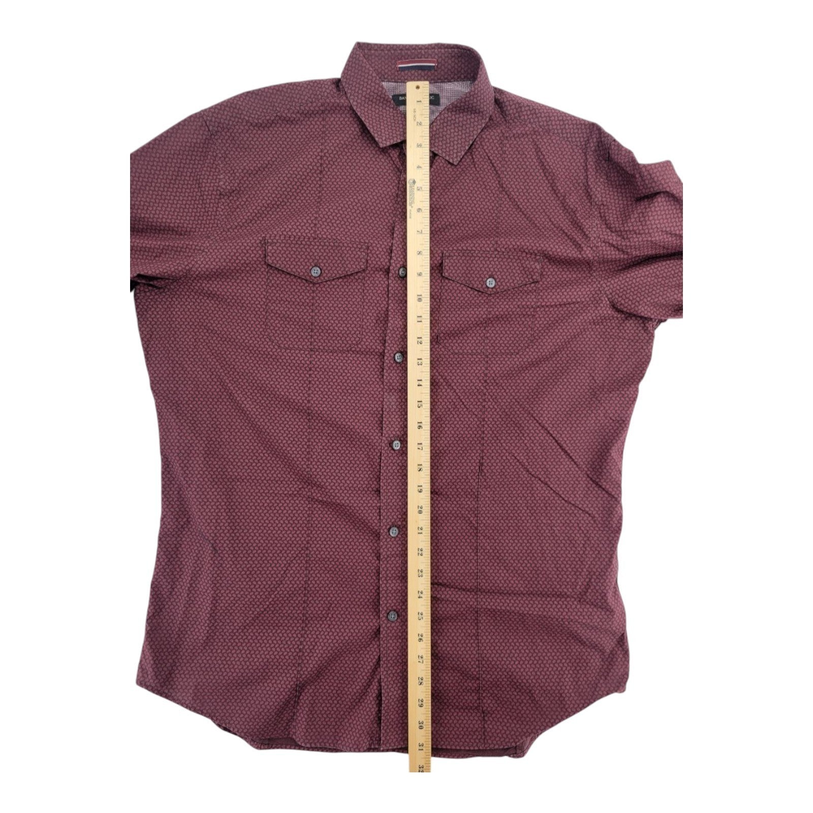 Banana Republic Men's Maroon Print Button Shirt Long Sleeve Slim Fit XL