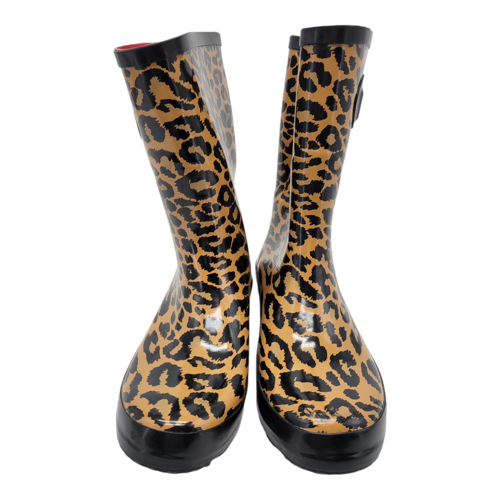 Women's Leopard Print Rain Boots Rubber Upper Stylish Waterproof Shoes Size 7