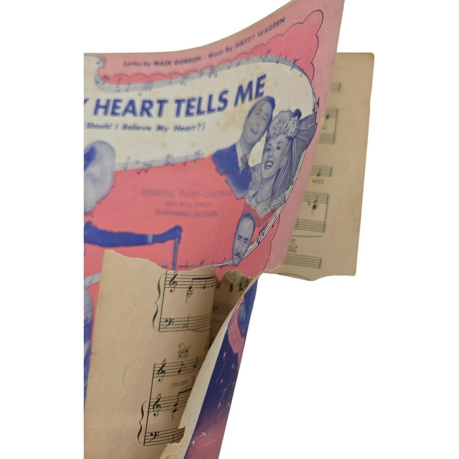 Vintage 1943 Sheet Music My Heart Tells Me by Mack Gordon and Harry Warren