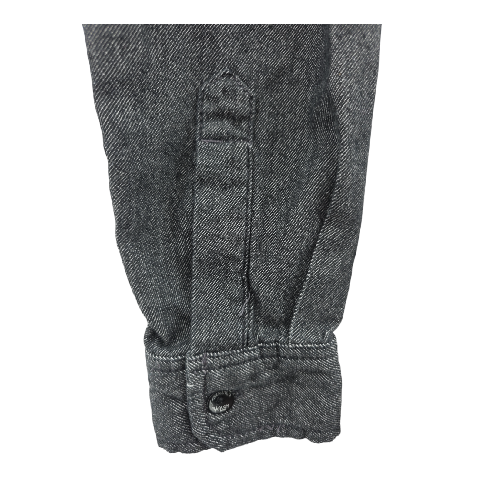 Volcom Mens Gray Chambray Shirt Long Sleeve Button Up Cotton Size M
