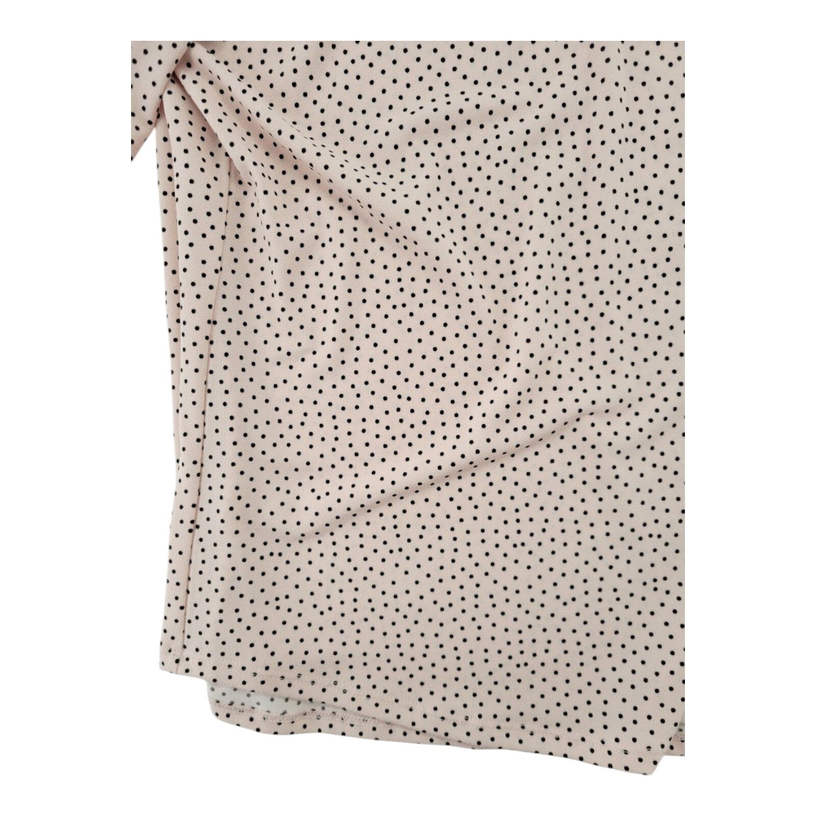 Adrianna Papell Pink Polka Dot Blouse Womens Ruffle Neck Puff Sleeves Size XL
