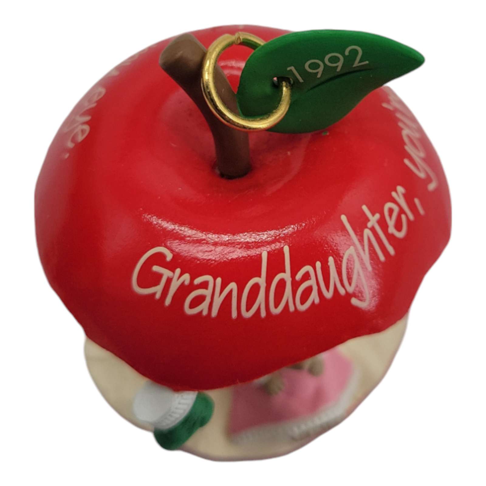1992 Hallmark Keepsake Ornament Granddaughter Mouse in Red Apple Collectible