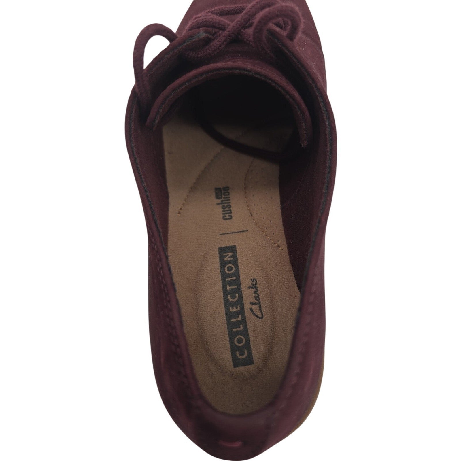 Clarks Collection Women’s Maroon Suede Lace-Up Oxford Shoes Size 8M Cushion Soft