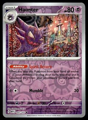 Pokemon 2023 Scarlet & Violet 151 Haunter Reverse Holo Uncommon #93 Near Mint