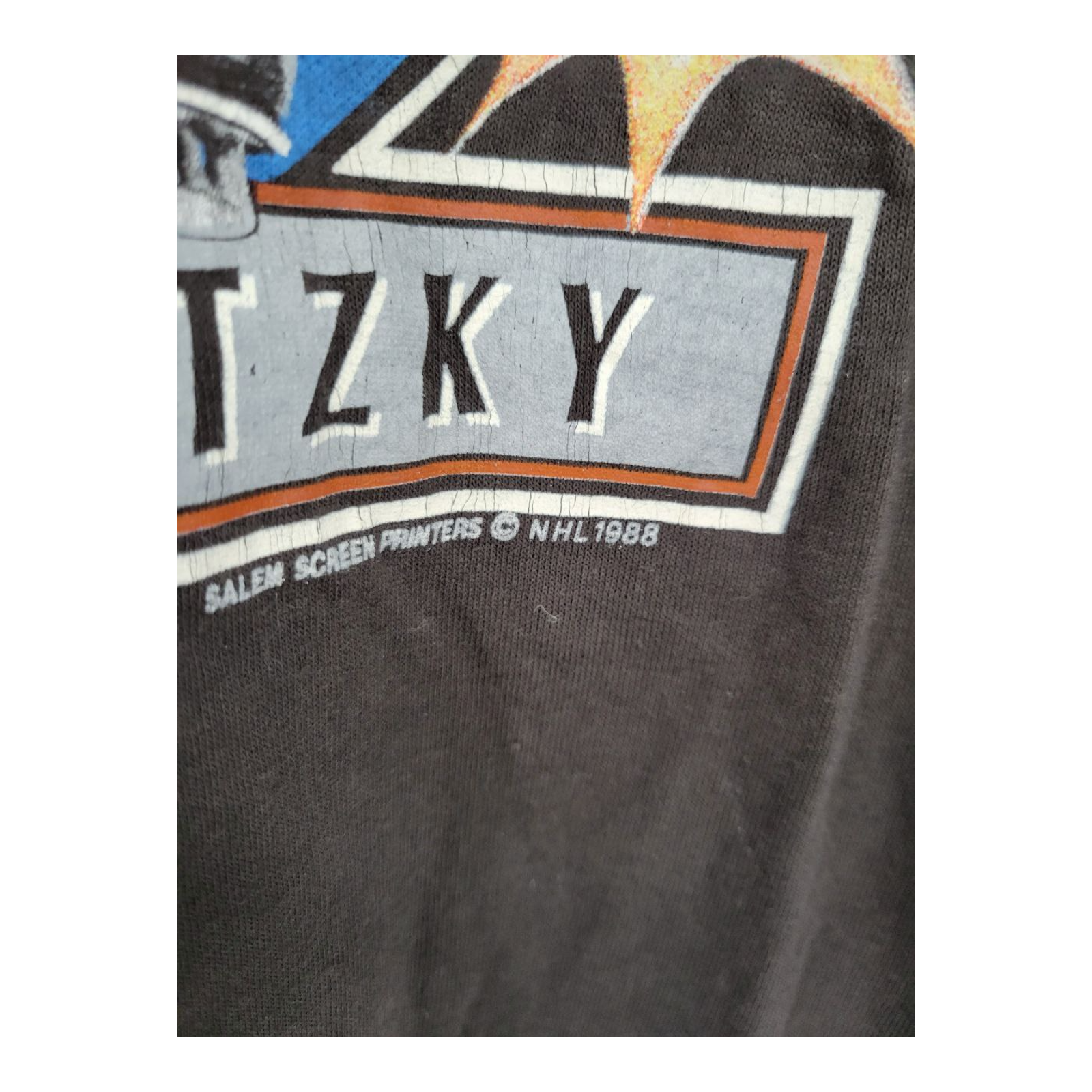Vintage 1988 Prentiss Wayne Gretzky The Great One Tee NHL Black Size L