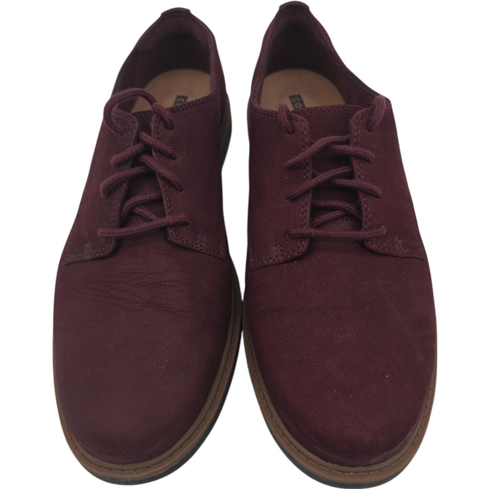 Clarks Collection Women’s Maroon Suede Lace-Up Oxford Shoes Size 8M Cushion Soft