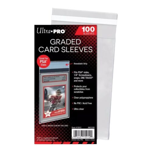 Ultra Pro Graded Card Sleeves 100 Pack Resealable for PSA Slabs Acid Free Clear