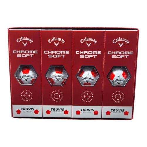 Callaway Chrome Soft Truvis Golf Balls Red White 12 Pack Tour Performance