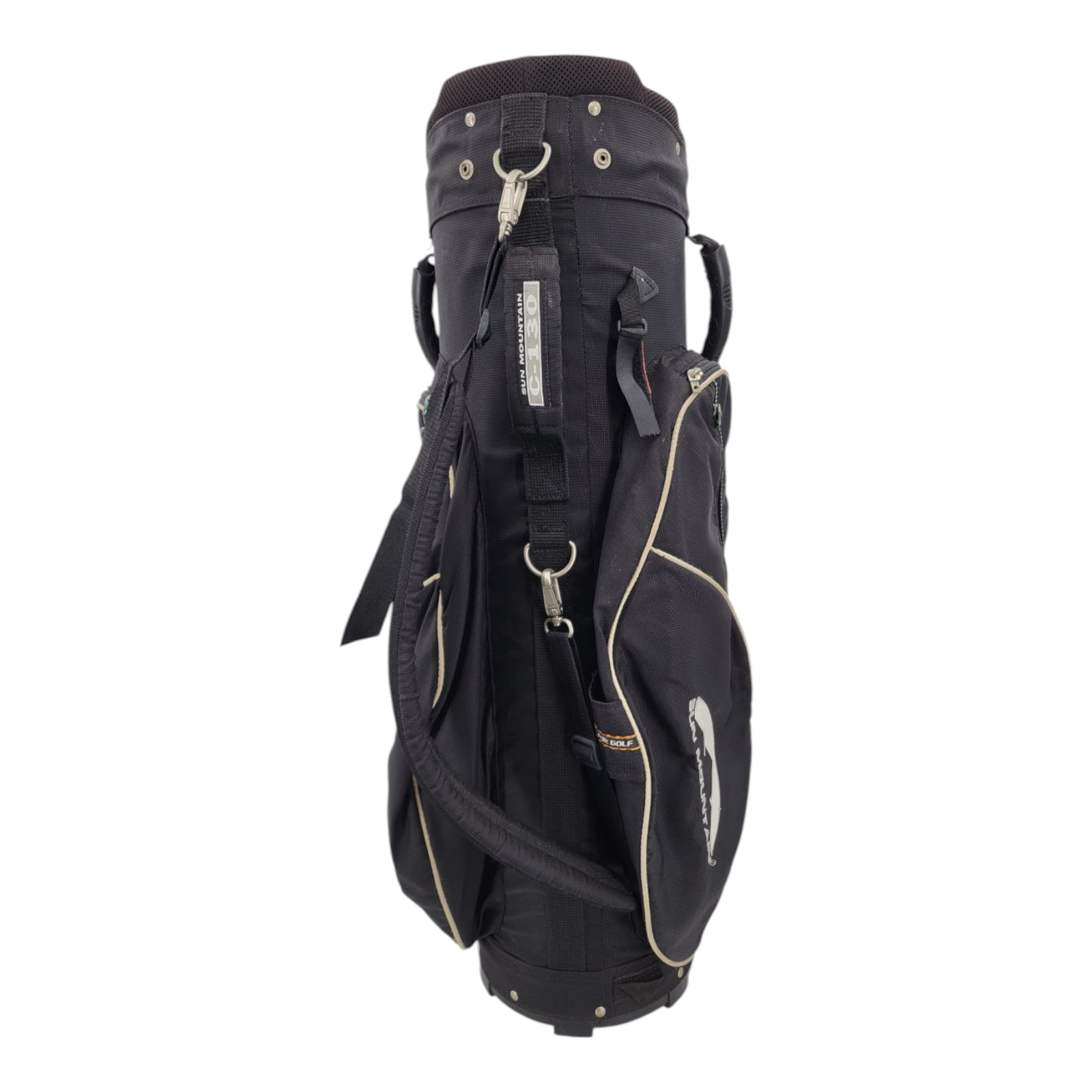 Sun Mountain C-130 Golf Cart Bag Black 14-Way Strap Handles with Rain Cover