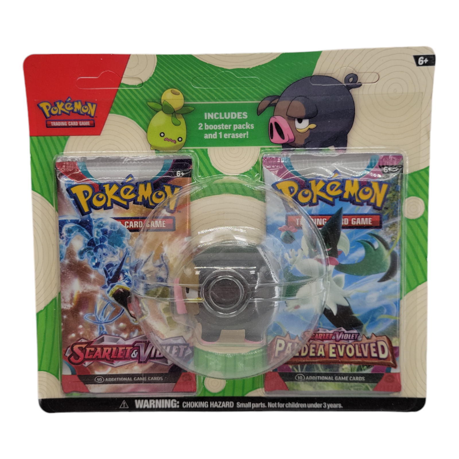 Pokémon TCG Back to School Eraser Blister 2023 with 2 Booster Packs Lechonk