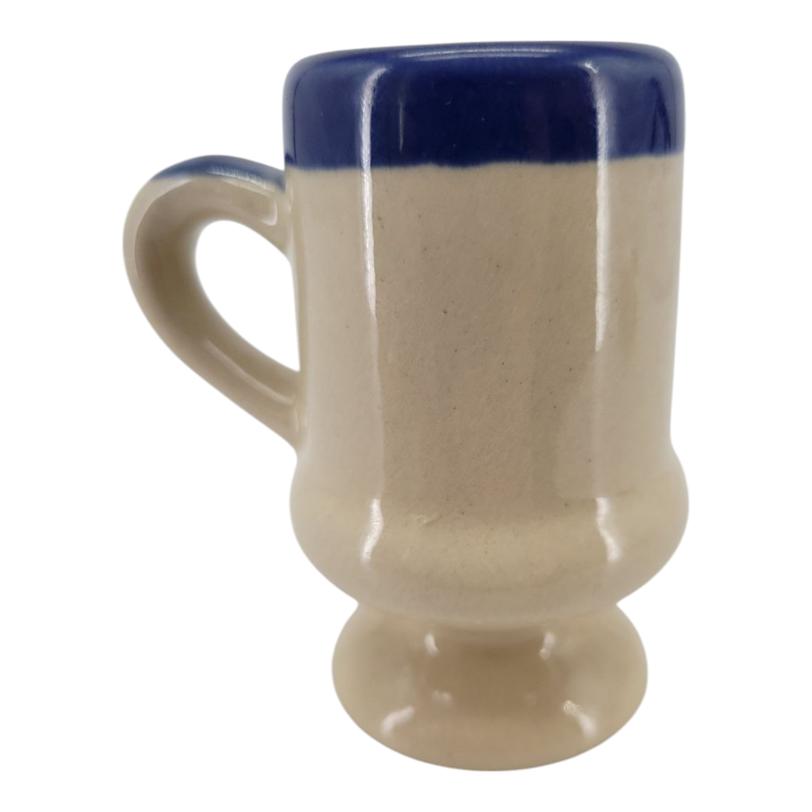 New Hampshire Vintage Souvenir Mug Blue Beige Stoneware Footed Coffee Cup