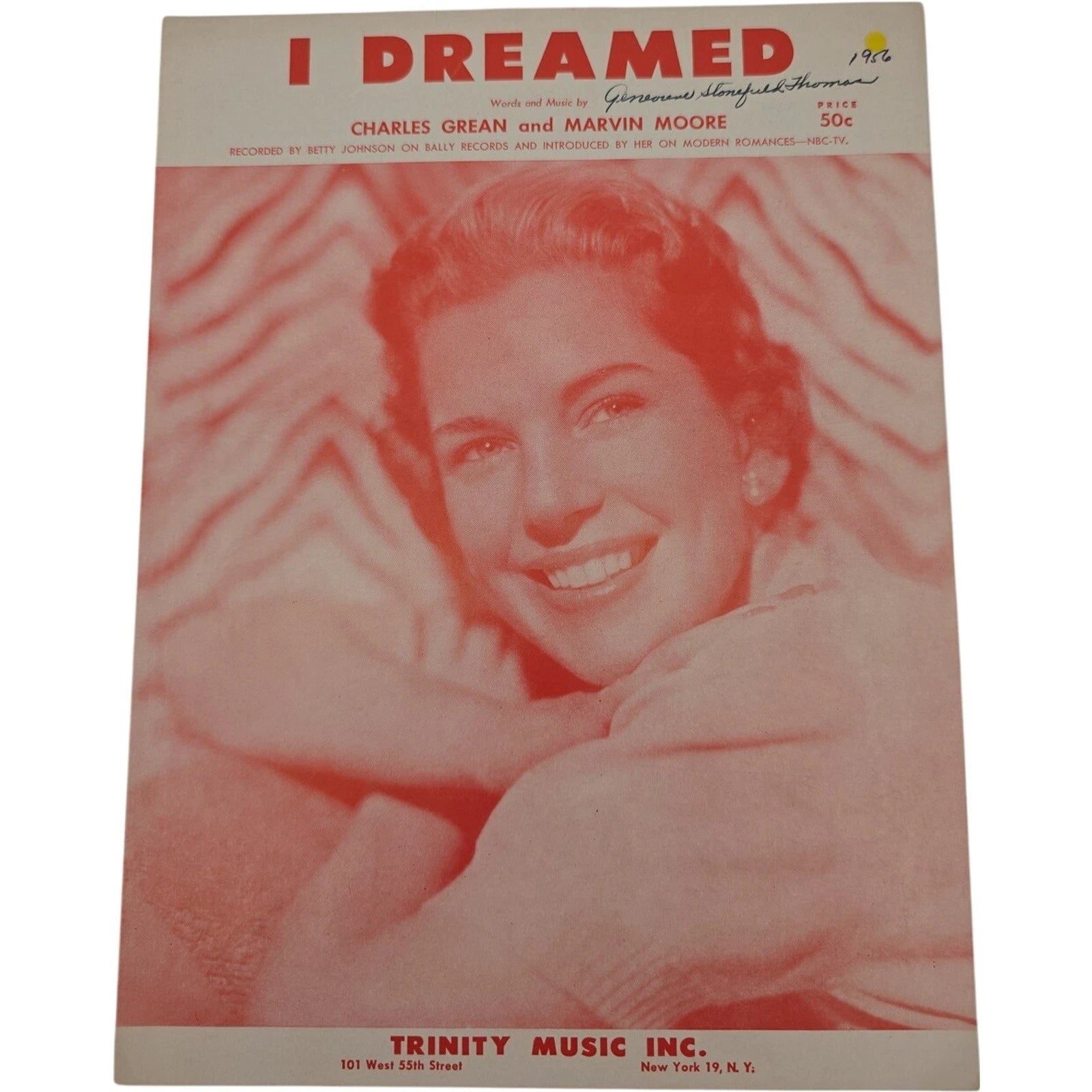 I Dreamed 1956 Vintage Sheet Music Recorded by Betty Johnson by Grean & Moore
