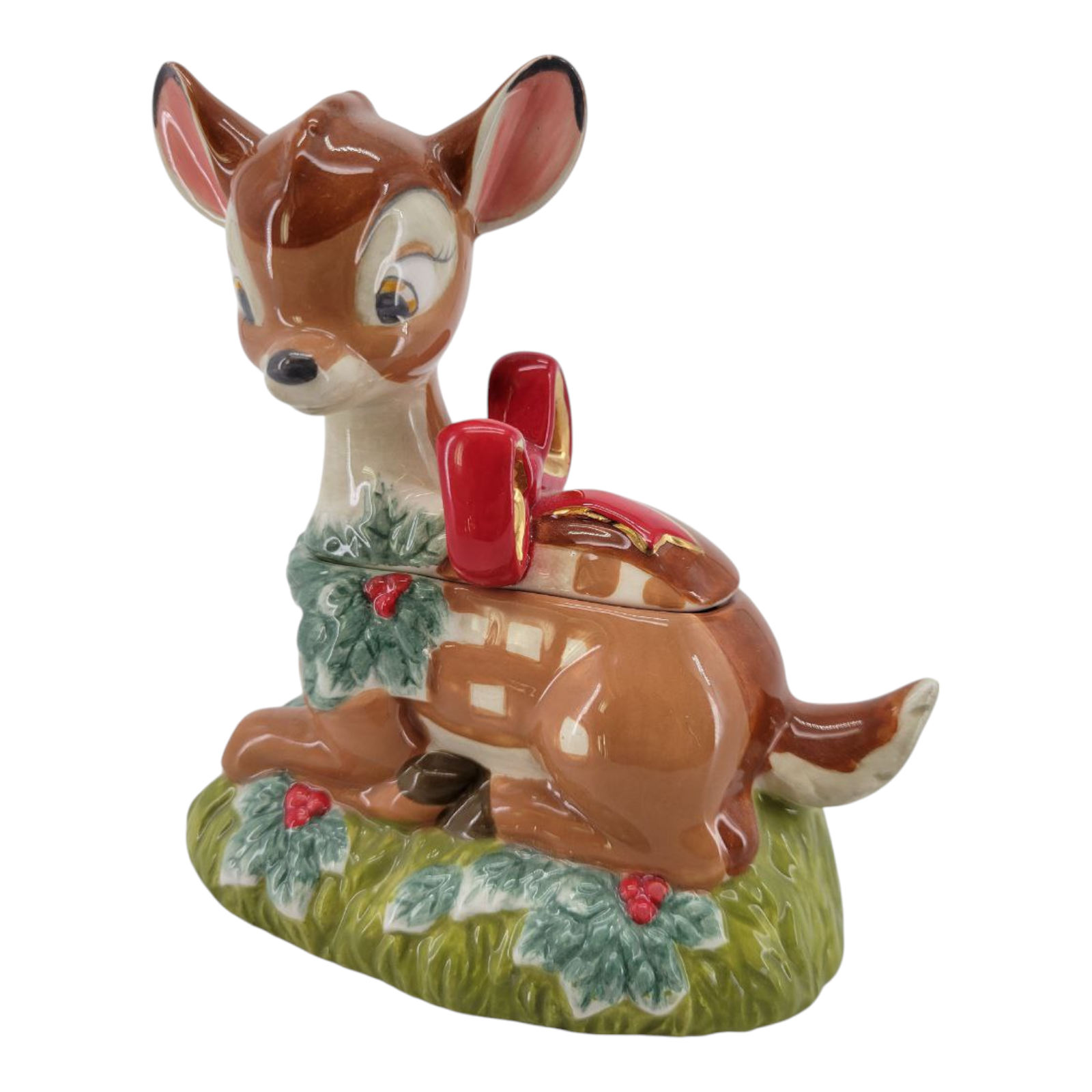 Disney Bambi Ceramic Christmas Sugar Bowl Holiday Decor