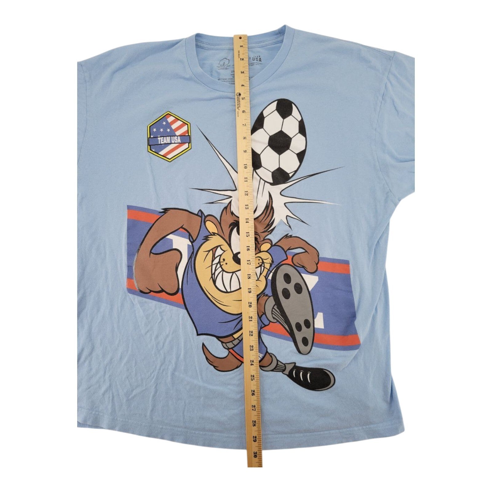 Warner Bros Looney Tunes x Team USA Blue Soccer T-Shirt Taz Graphic Tee Size 2XL
