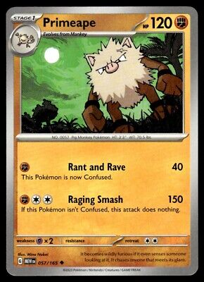 Pokemon 2023 Scarlet & Violet 151 Primeape Uncommon #57 Near Mint Card