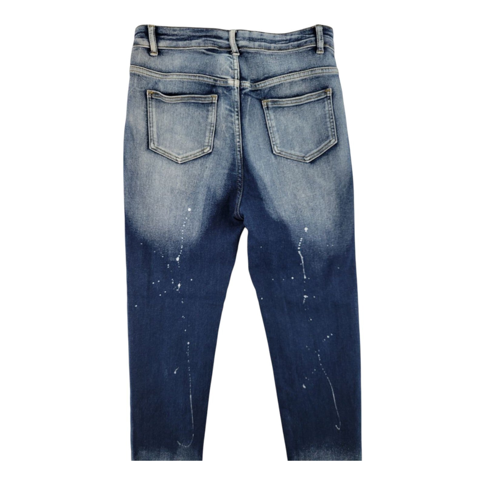 Between Us Womens Blue Paint Splatter Skinny Denim Jeans Size 14