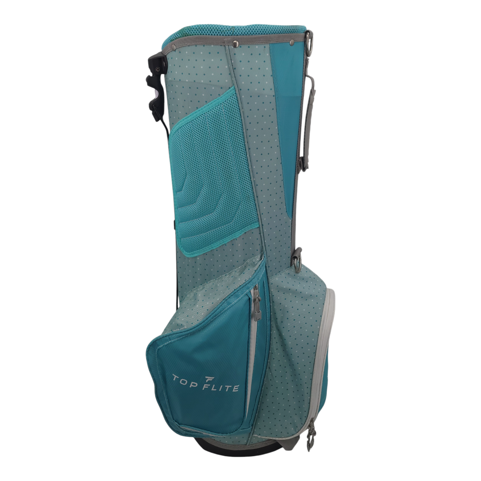 Top Flite Golf Cart Stand Bag Teal Blue Polka Dot 6-Way Divider Lightweight