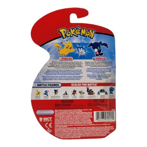 Wicked Cool Toys Pokemon Battle Figure Pack Pikachu and Popplio Battle Ready