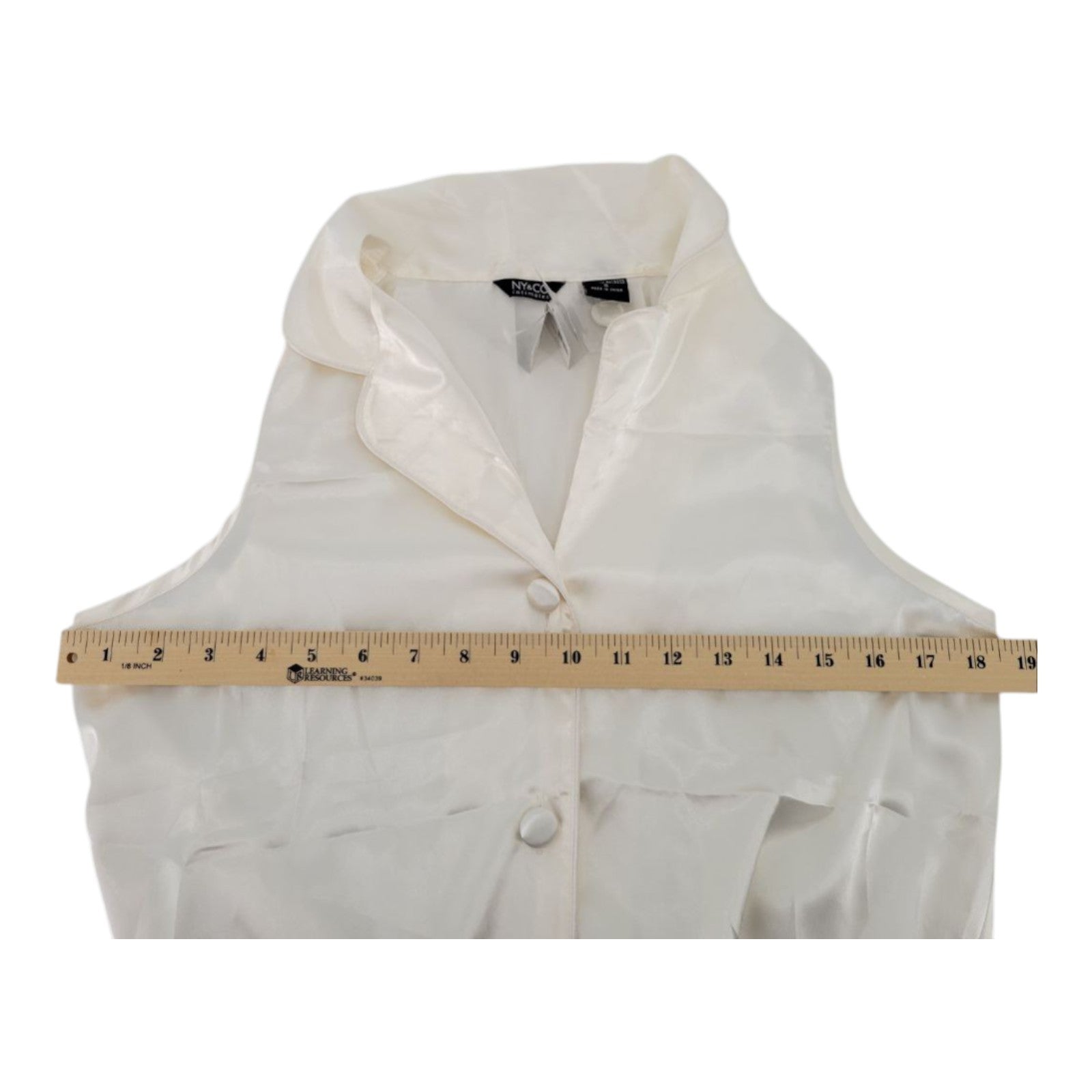NY&Co Intimates Women's Ivory Satin Sleepwear Set Top & Shorts Sleeveless Size S