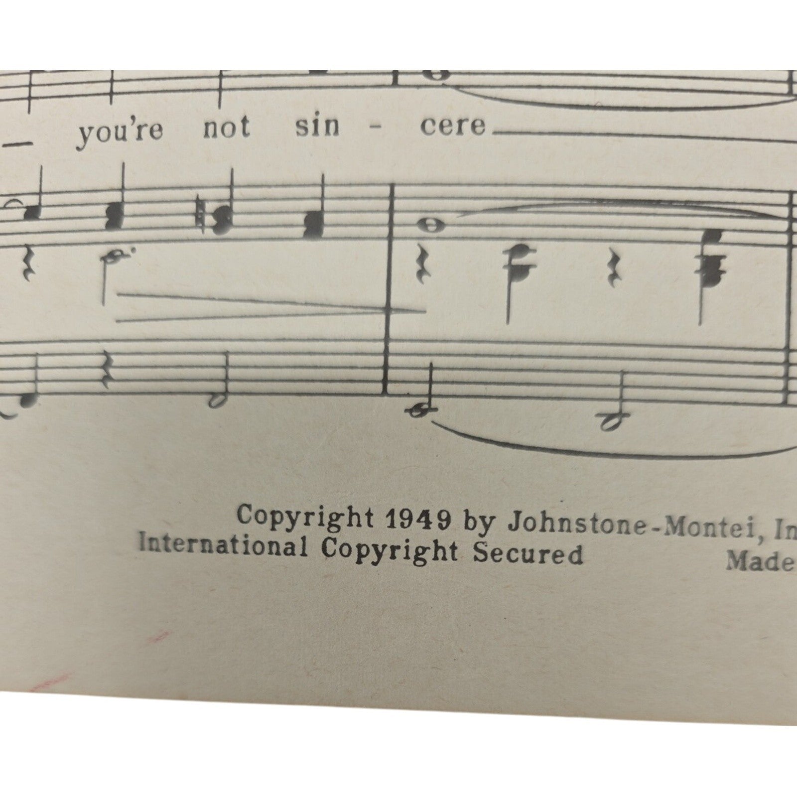 1949 Vintage Sheet Music Crocodile Tears By Jimmy Mac Donald & Billie Weber