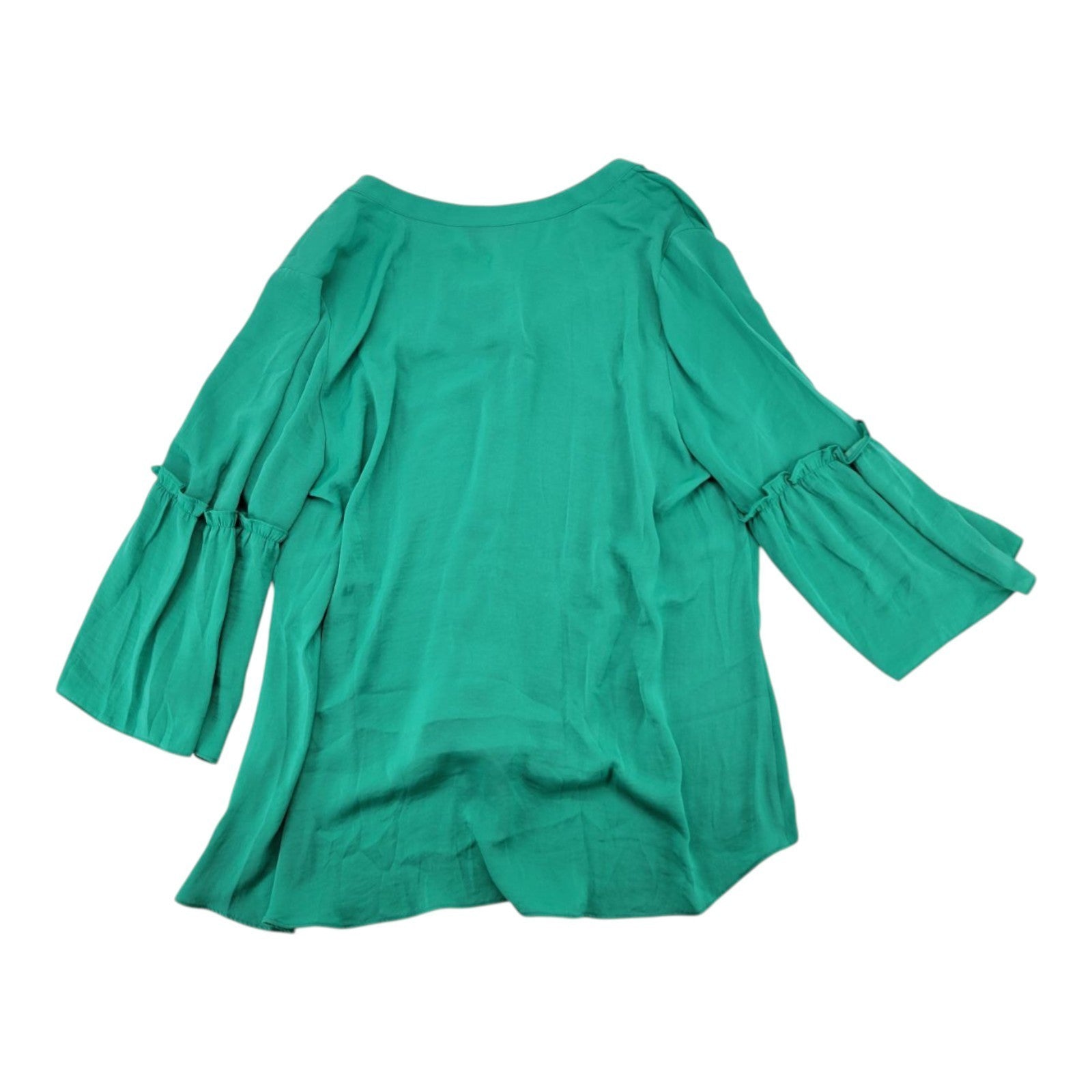 Alfani Plus Women's Green Tie Front Blouse Split Neck Bell Sleeve Top NWT 2X
