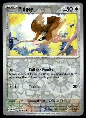 Pokemon 2023 Scarlet & Violet 151 Pidgey Reverse Holo Common #16 Near Mint