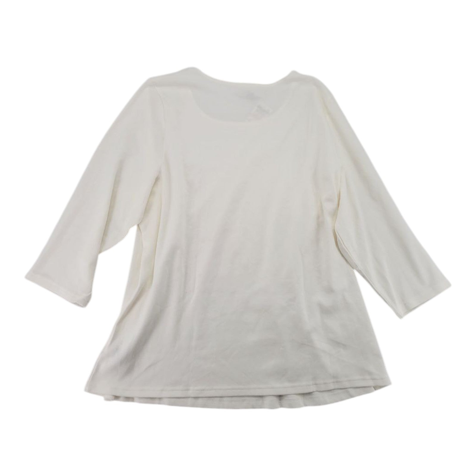 Karen Scott Women's Bright White Scoop Neck Top 3X 3/4 Sleeve