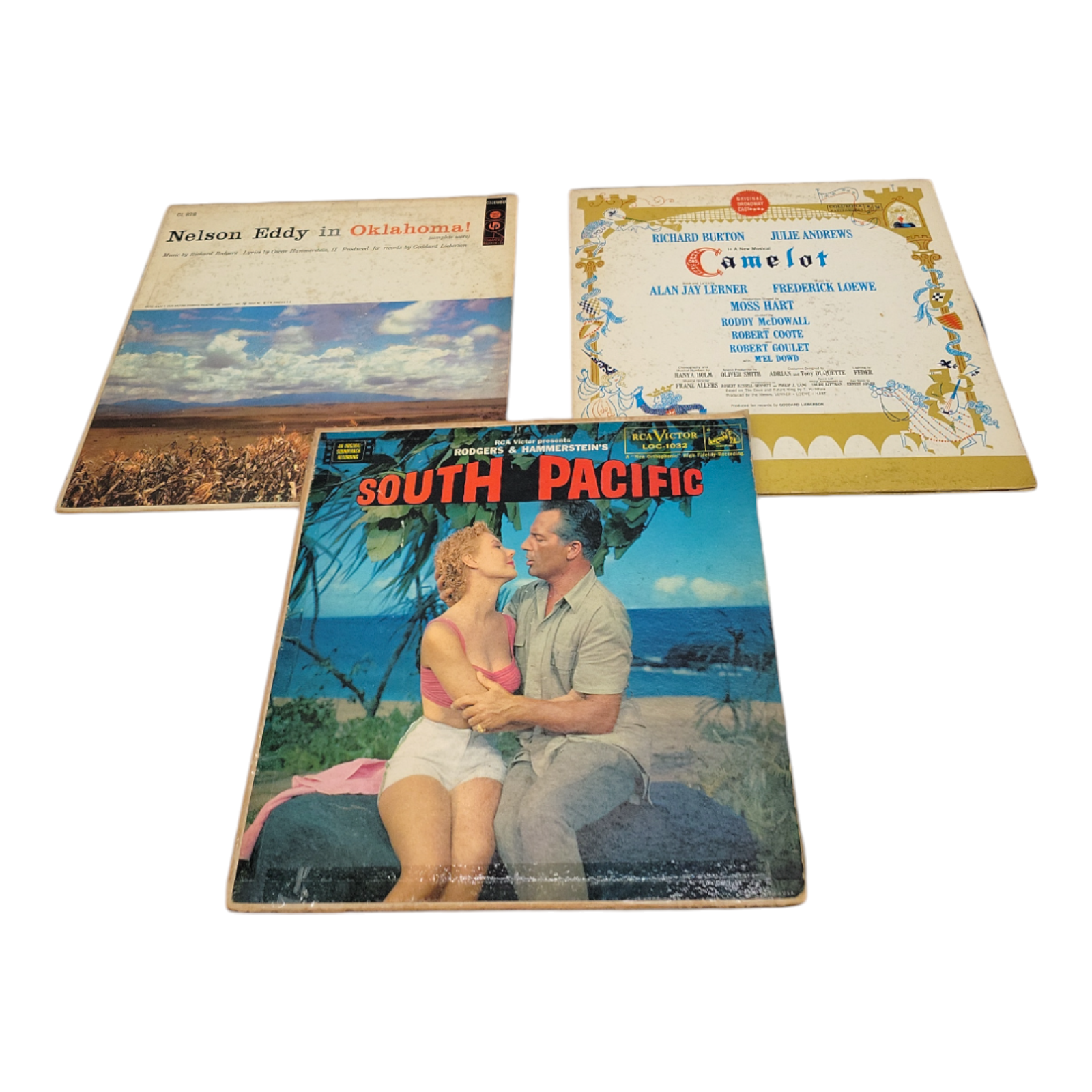 Vintage Show Tunes South Pacific, Oklahoma, Camelot Vinyl LP 3 Record Bundle