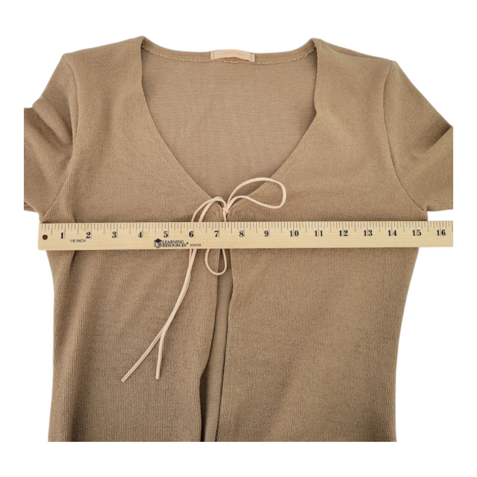 Forever 21 Women's Beige Knit Tie-Front Cardigan Sweater Dress Long Sleeve