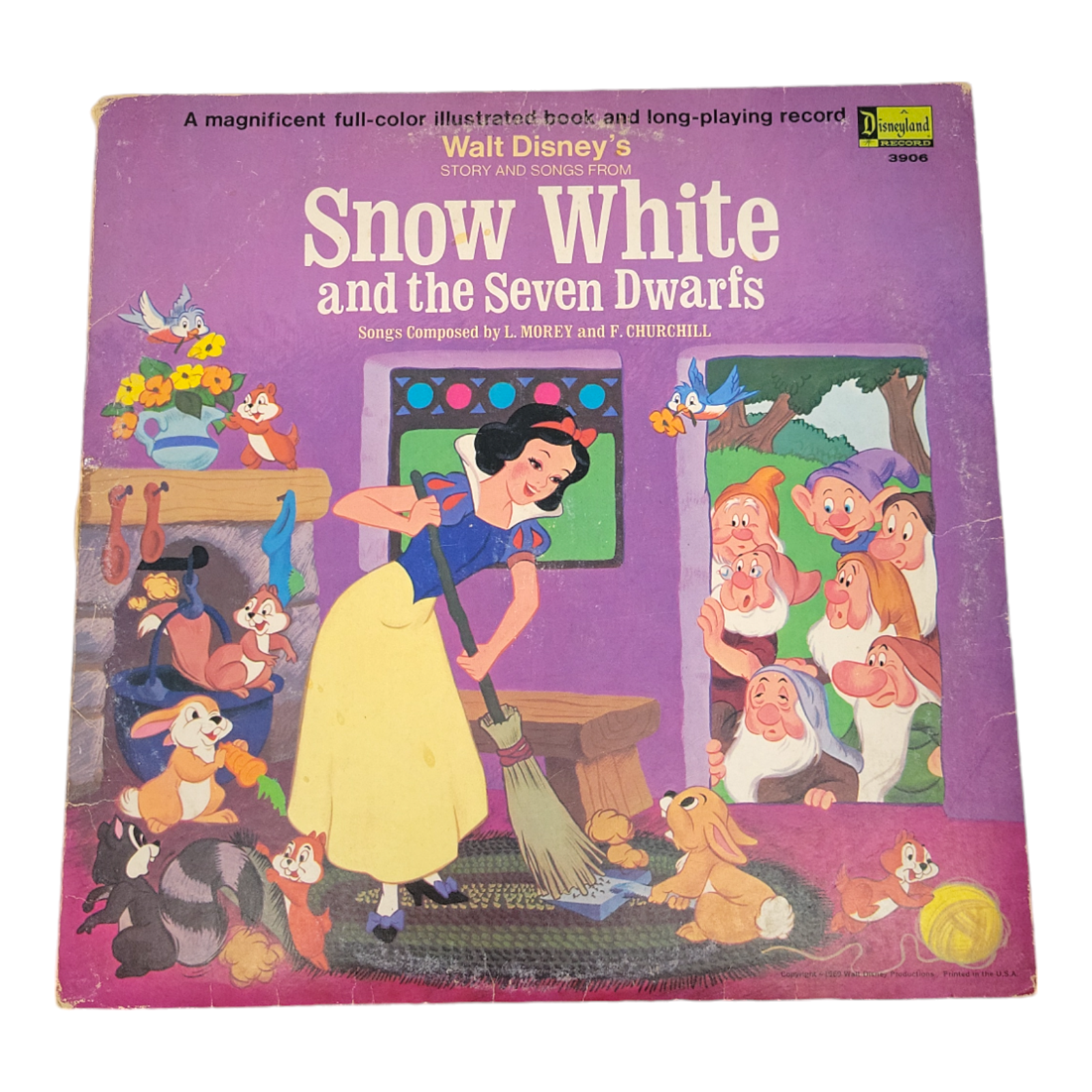 Walt Disney Snow White and the Seven Dwarfs Story Songs Book & LP Record 3906