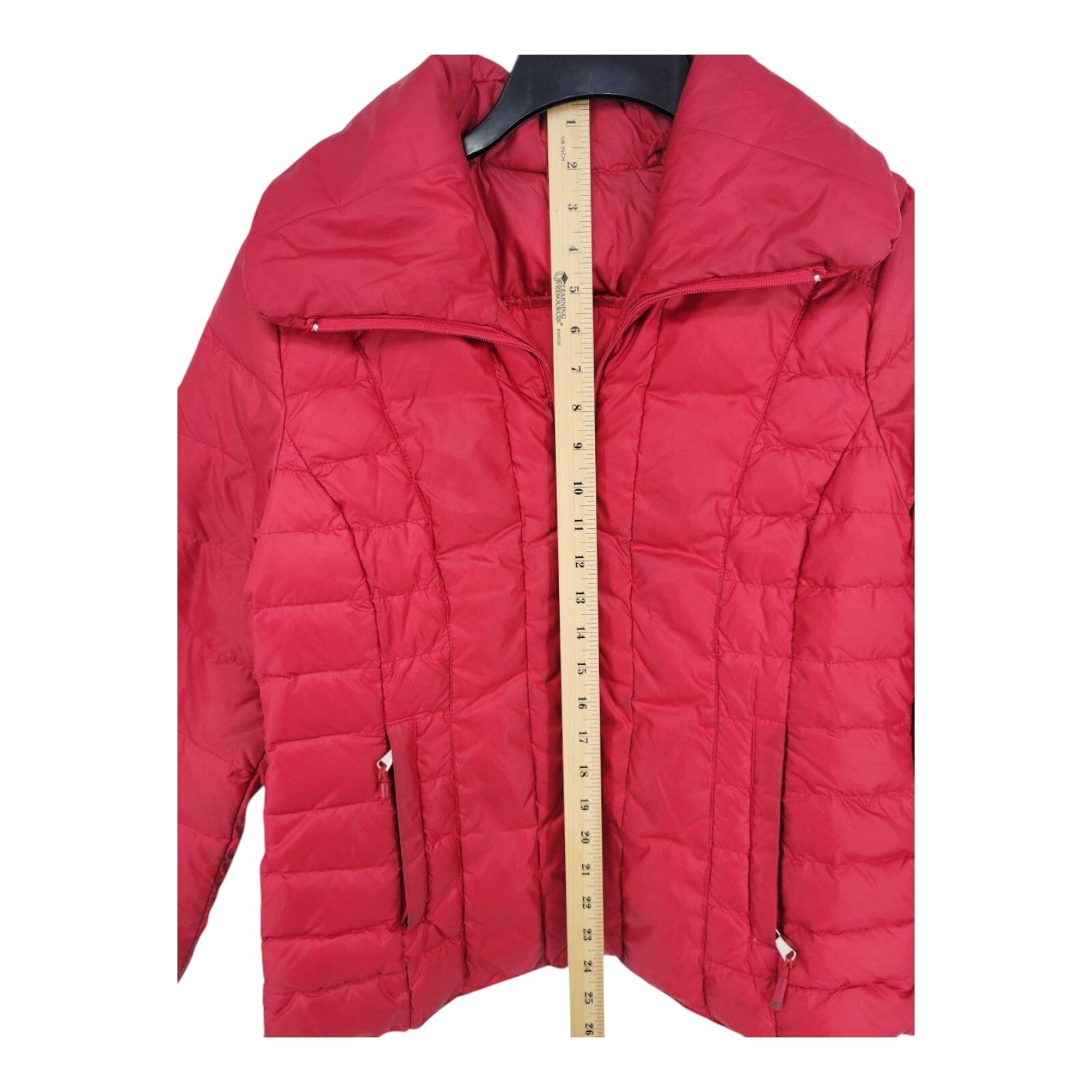 GIII Duck Down Puffer Jacket Womens Red Full Zip Collared Outdoor Size Medium