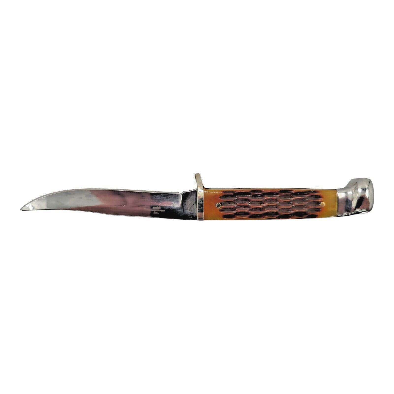 Rough Ryder Small Hunter Fixed Blade Knife RR1033 Amber Jigged Cow Bone Handle