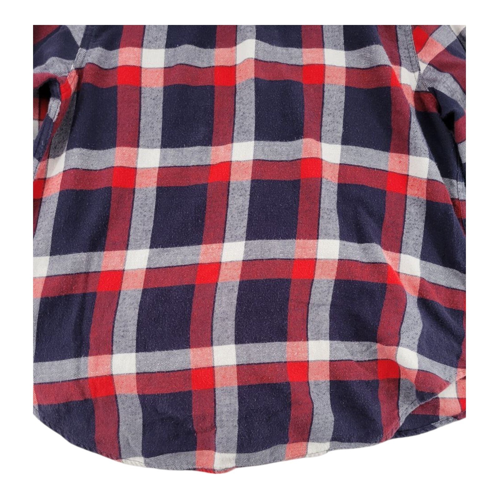 Merona Red Navy Plaid Flannel Shirt Womens Long Sleeve Cotton Size XL