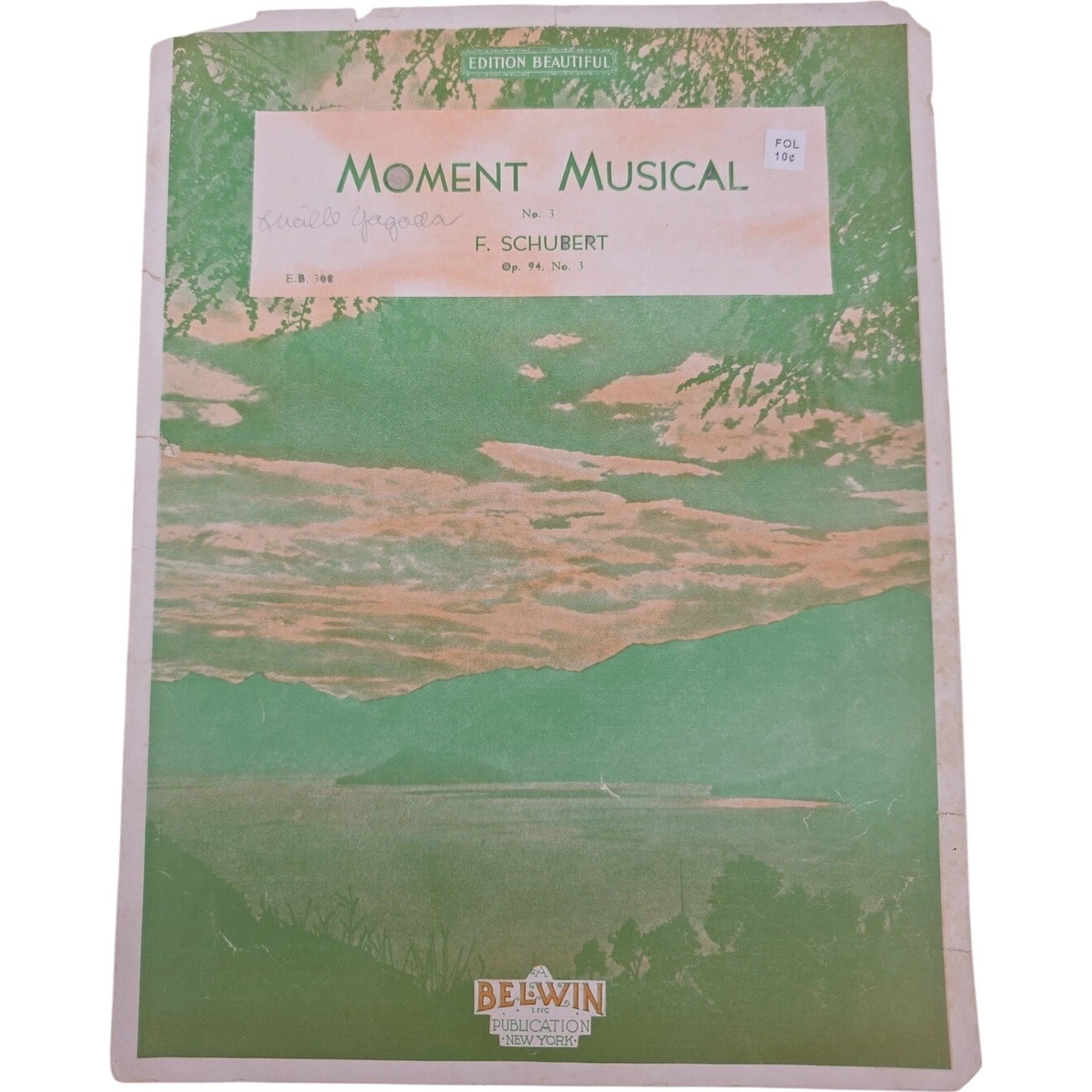 Vintage Sheet Music Moment Musical No 3 Op 94 Edition Beautiful Belwin Inc