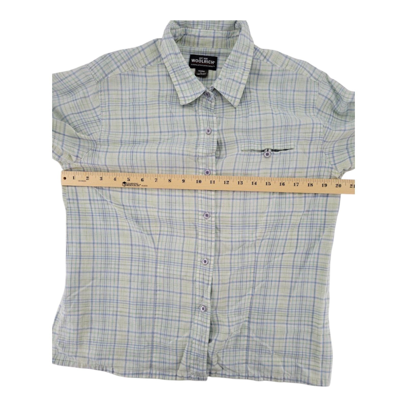 Woolrich Womens Plaid 3/4 Sleeve Roll Tab Button Down Shirt Size L